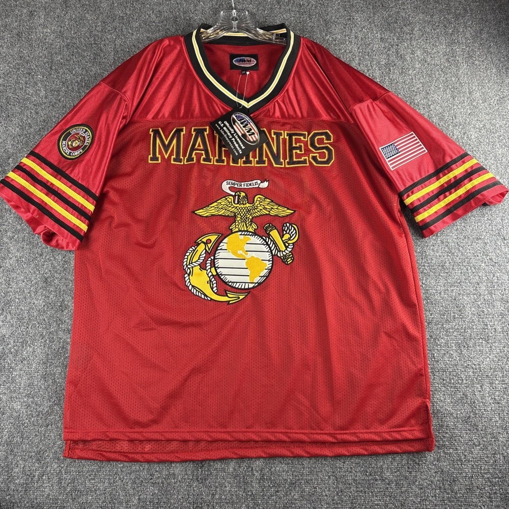 JWM US Marines Football Jersey 2XL NWT Red Embroidered Semper Fi Back Crest